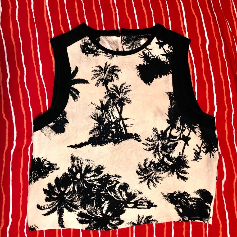 3/$25🍍 Zara Pink & Black Tropical Print Blouse